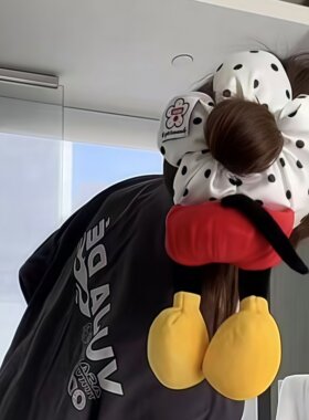 创意爆款米奇红色品波点可爱发圈发饰毛绒可爱发圈2025款高级感