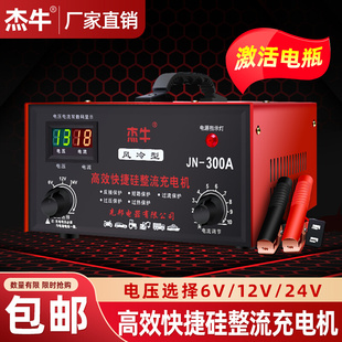 纯铜汽车电瓶充电器大功率货车叉车充电机6v12v24v智能通用300A