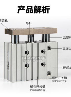 全新SMC三轴气缸MGPL/MGPM3/-25/50275/100/125/150517//200ZM9BW