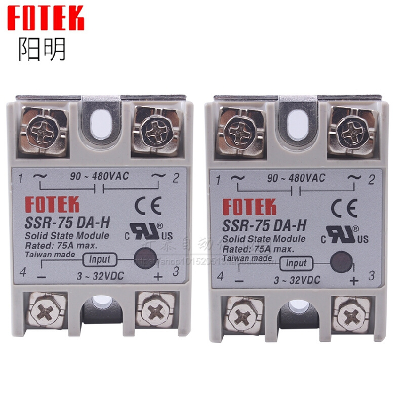 正品台湾FOTEK固态继n电器SSR-75DA-H直流控交流75A KD40C75A