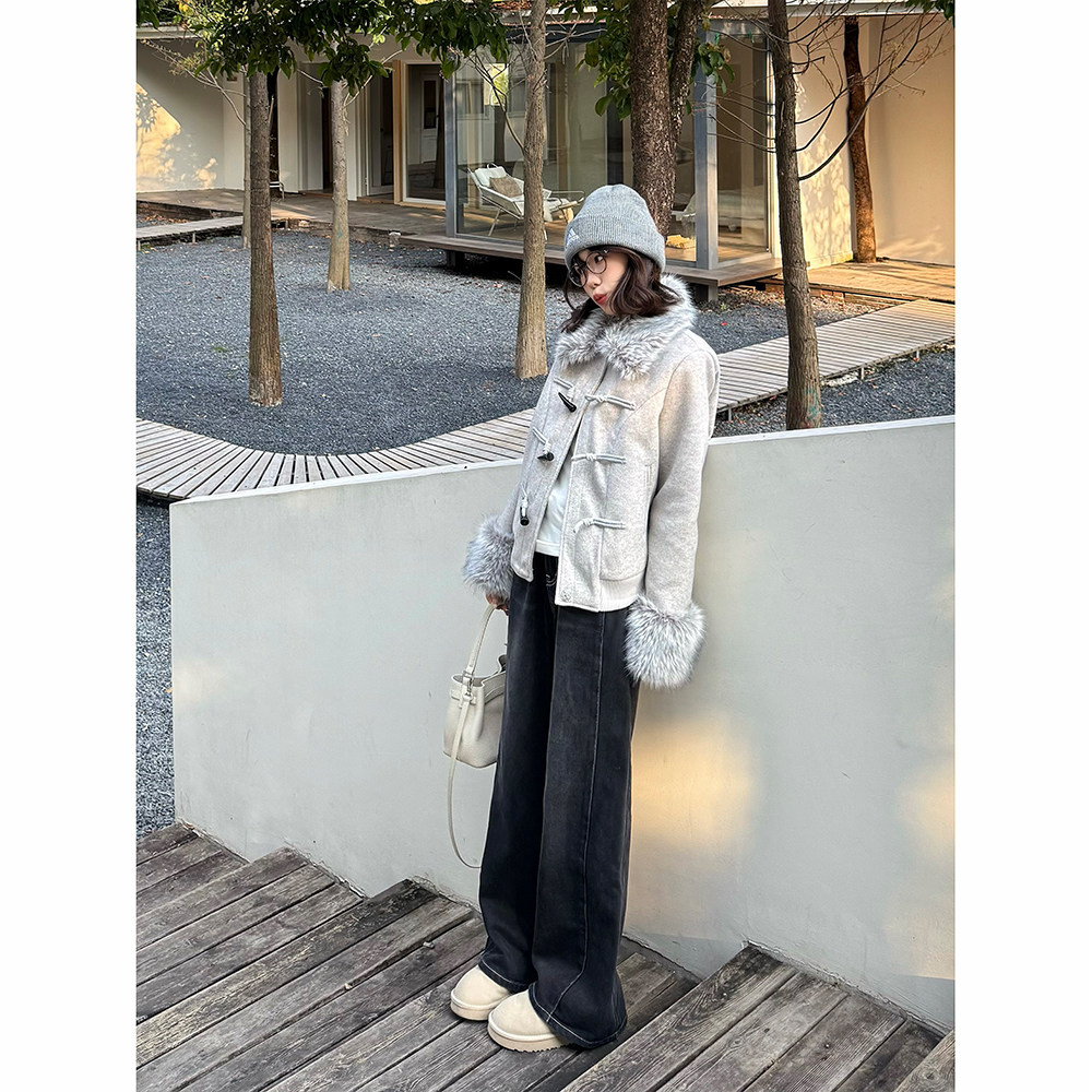 王家有鱼小个子阔腿牛仔裤女装2025新款百搭显瘦直筒拖地裤子女款