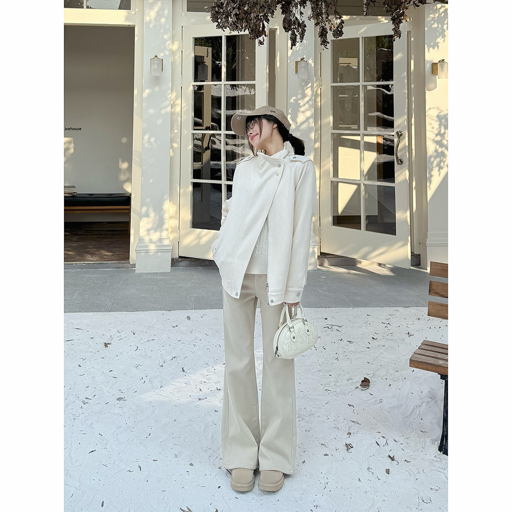 王家有鱼爆款浅色牛仔裤新款时尚微喇裤显瘦气质裤子女装日常百搭