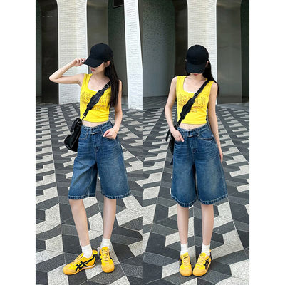 王家有鱼夏季新款短裤高腰五分裤