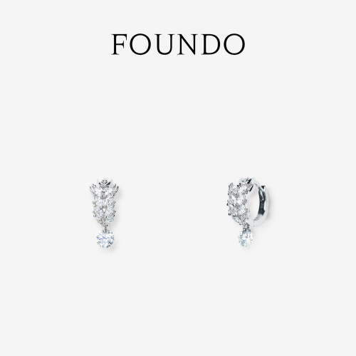 FOUNDO18K白金钻石耳环礼物