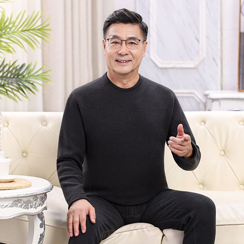 中老年黄金甲男士保暖内衣加厚加绒贴片护膝女高领保暖衣套装冬季