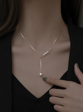 珍珠项链女ins简单珍珠颈链