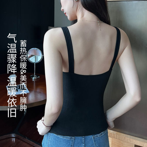 保暖背心女士带胸垫一体