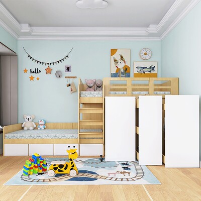 错位型上下床互不干扰子母床定制上下铺双层同向交错式高低小户型