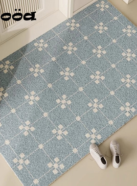 简约小清新法式奶油风进门入户门丝圈地垫可裁剪除尘脚垫门口地毯