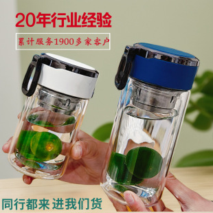 便携女生办公室高颜值杯子2025新款 简约玻璃水杯高硼硅双层夏季
