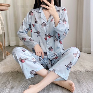 可爱卡通睡衣少女韩风甜美冰丝家居服套装 2025春夏新款 一件代发