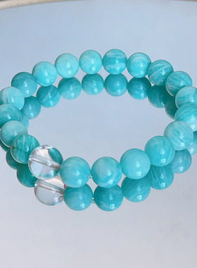 百搭简约天河石白水晶手串清爽显白串珠手串送女友送闺蜜饰品