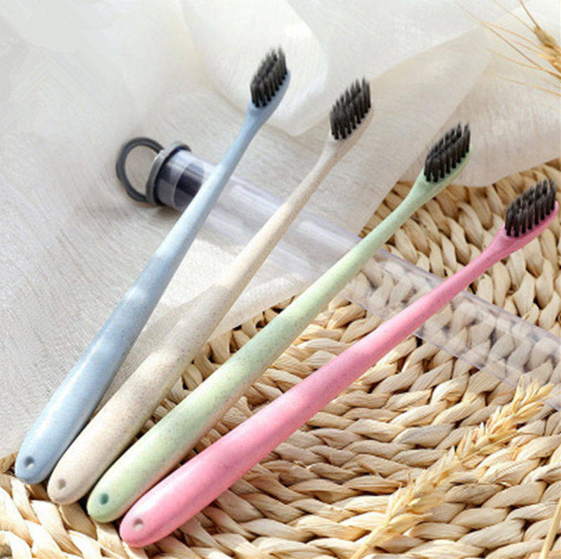 旅行便携牙刷小麦秸秆细丝毛刷成人牙刷带盖创意竹炭小头超毛牙刷,洗护清洁剂/卫生巾/纸/香薰,旅行牙刷,淘宝优惠券,粉丝福利购,淘宝优惠卷