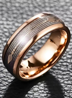 跨境2025新款玫瑰金男士简约戒指热销欧美元素设计潮流饰品