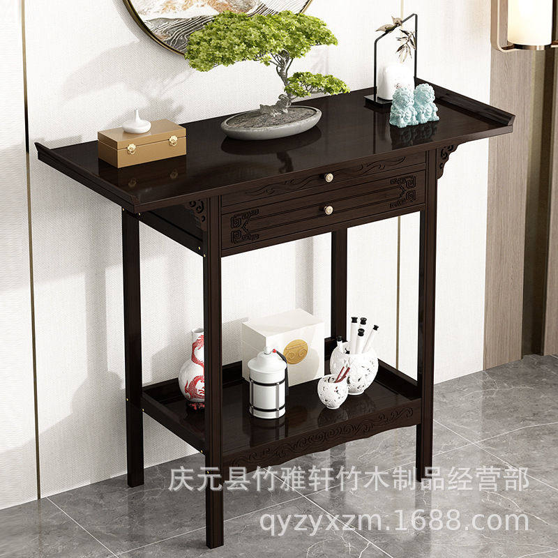 新中式窄条形玄关桌简约现代靠墙收纳柜超窄条案进门装饰家具