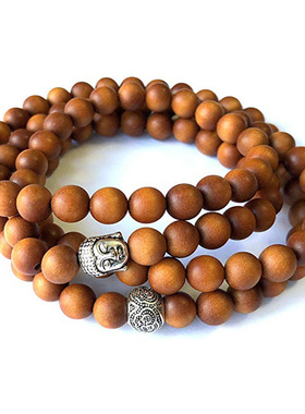108新款檀香佛珠手链 男士女士通用 佛头檀香念珠  8mm檀香手链