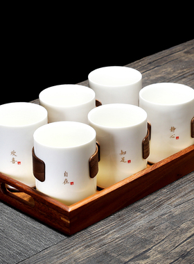 羊脂玉瓷水杯陶瓷家用杯子大容量德化白瓷办公室个人专用茶杯防烫