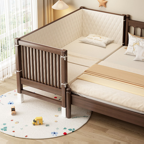实木儿童拼接床婴儿加宽床带护栏