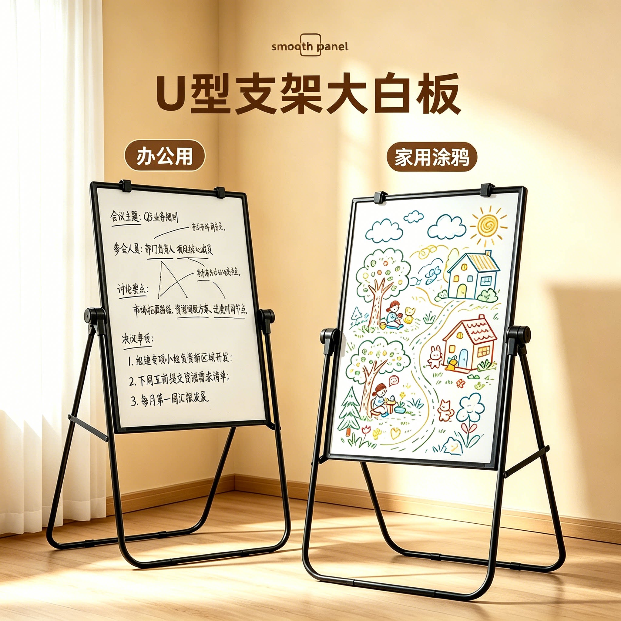 U型白板写字板家用教学专用可擦图片