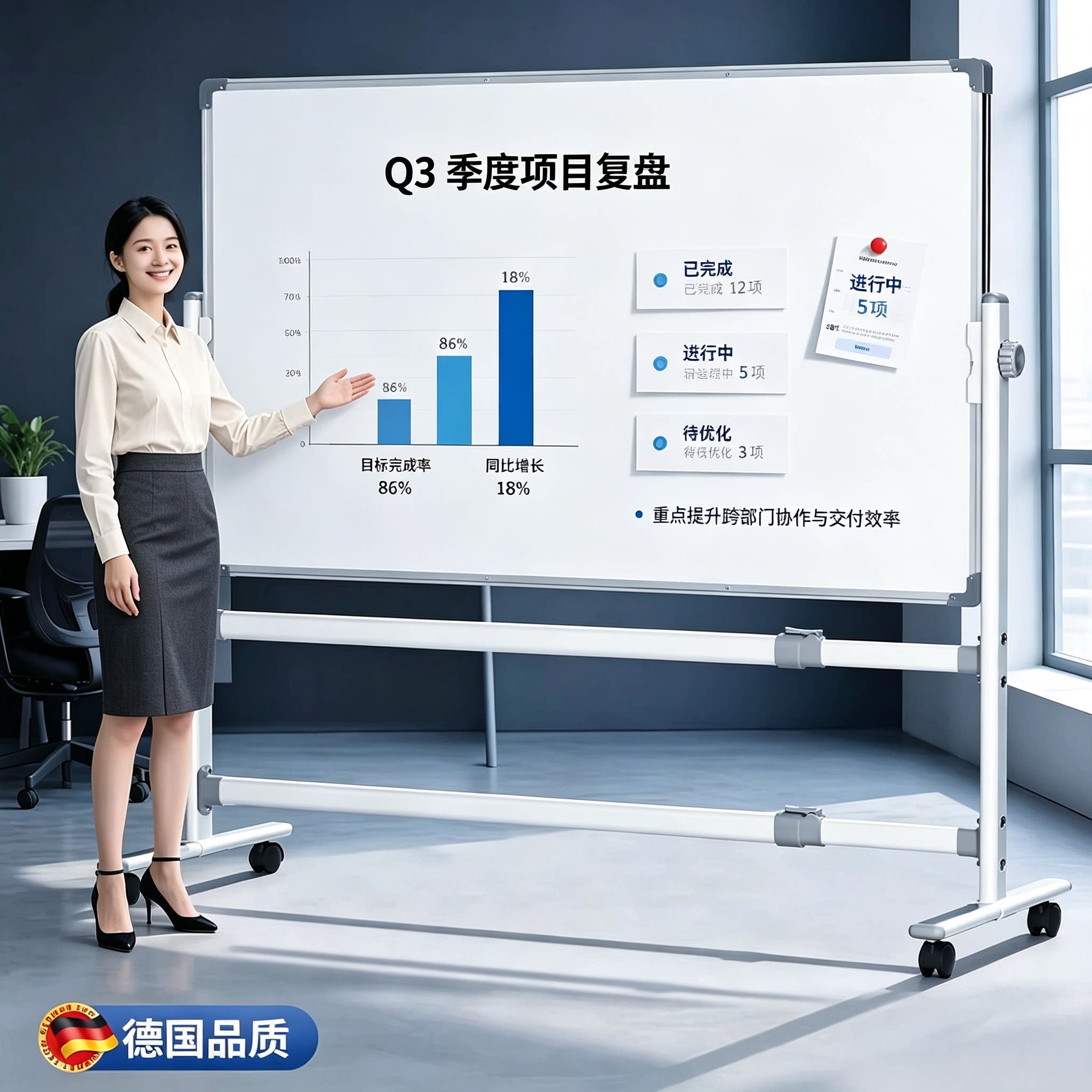 加厚加粗支架式白板办公家用可擦图片