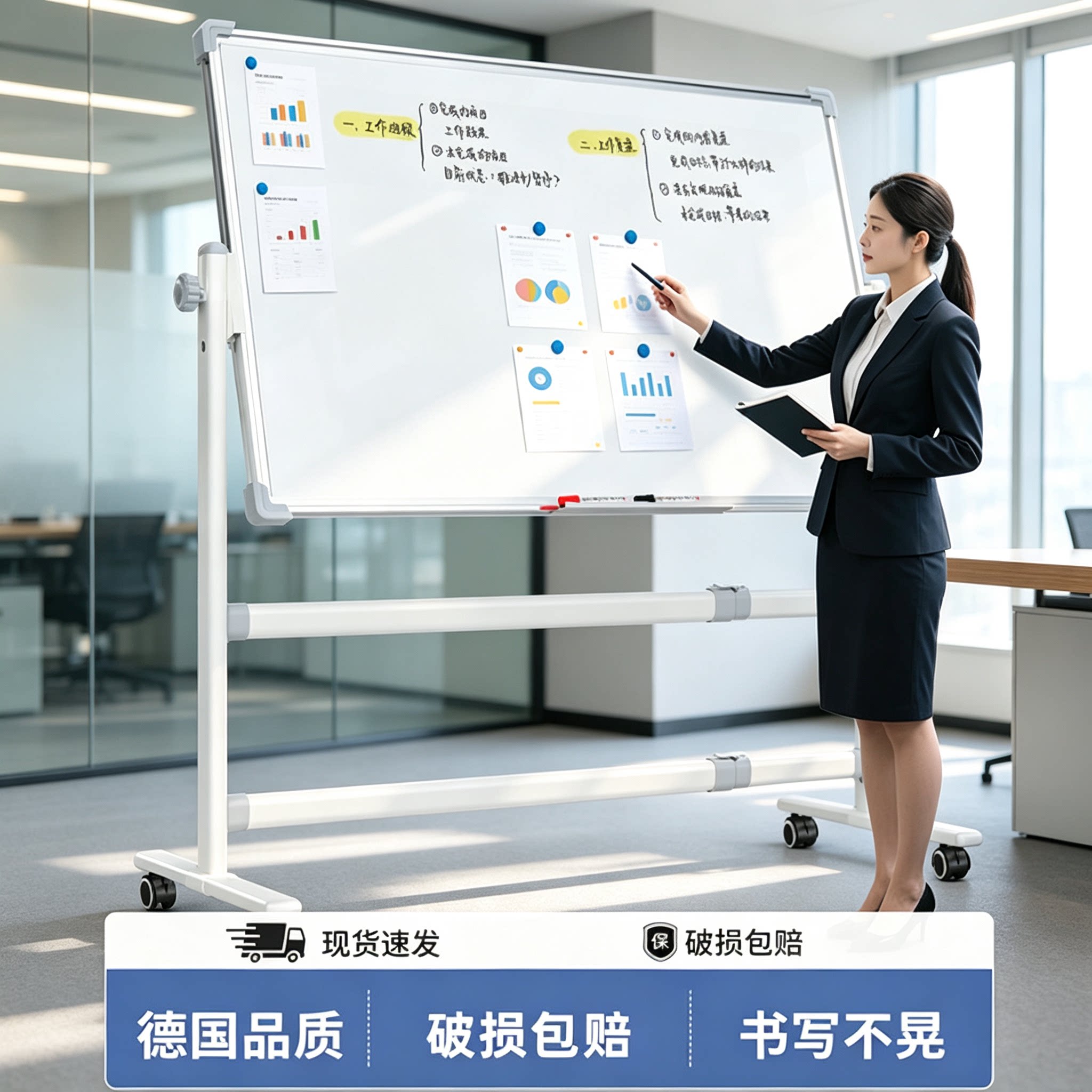 支架式白板办公家用轻松可擦图片