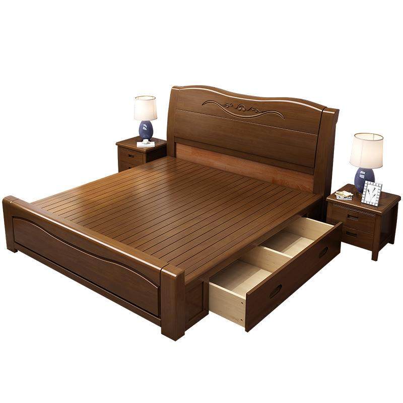 实木床1.8米双人床主卧室大床经济型1.5米储物床架橡木床婚床家具