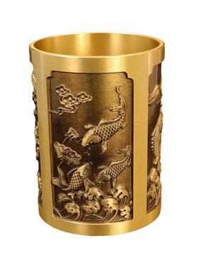 黄铜五牛款笔筒笔筒中式笔筒百福款笔筒商务礼品铜工艺品创意摆件