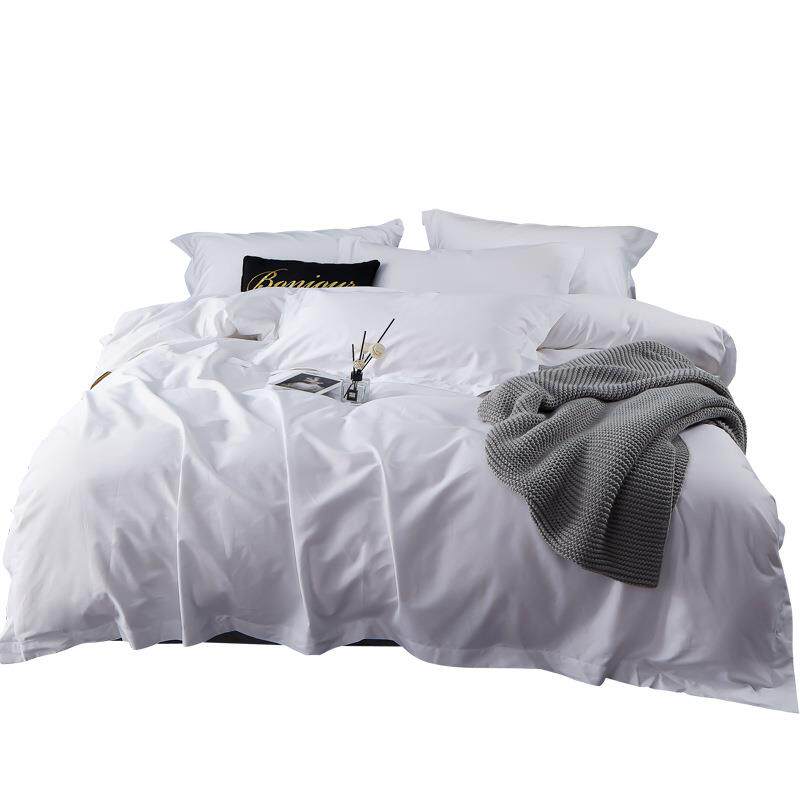 酒店四件套床上用品60支纯棉五星级酒店布草白色贡缎被套被罩民宿