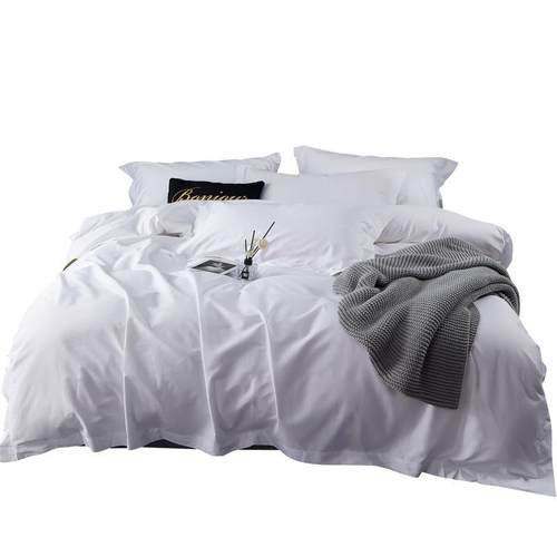 酒店四件套床上用品60支纯棉五星级酒店布草白色贡缎被套被罩民宿