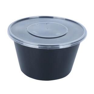 惠闻一次性餐盒加厚1500毫升打包盒1000ml圆形盒塑料黑色双层汤碗