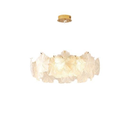 轻奢水晶灯式奶油卧室灯玻雪花璃叶片水晶吊客厅法吊灯卧室灯灯具