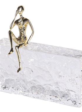 抽象艺术坐姿人物轻奢摆件样板房客厅家居玄关电视酒柜水晶装饰品