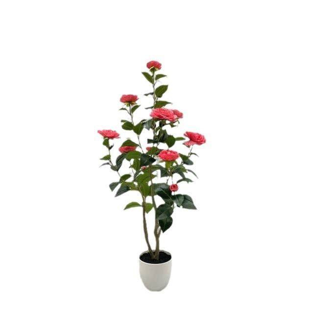 仿真茶花树人造花卉仿真ins轻奢绿植办公室客厅庭院大型落地盆栽