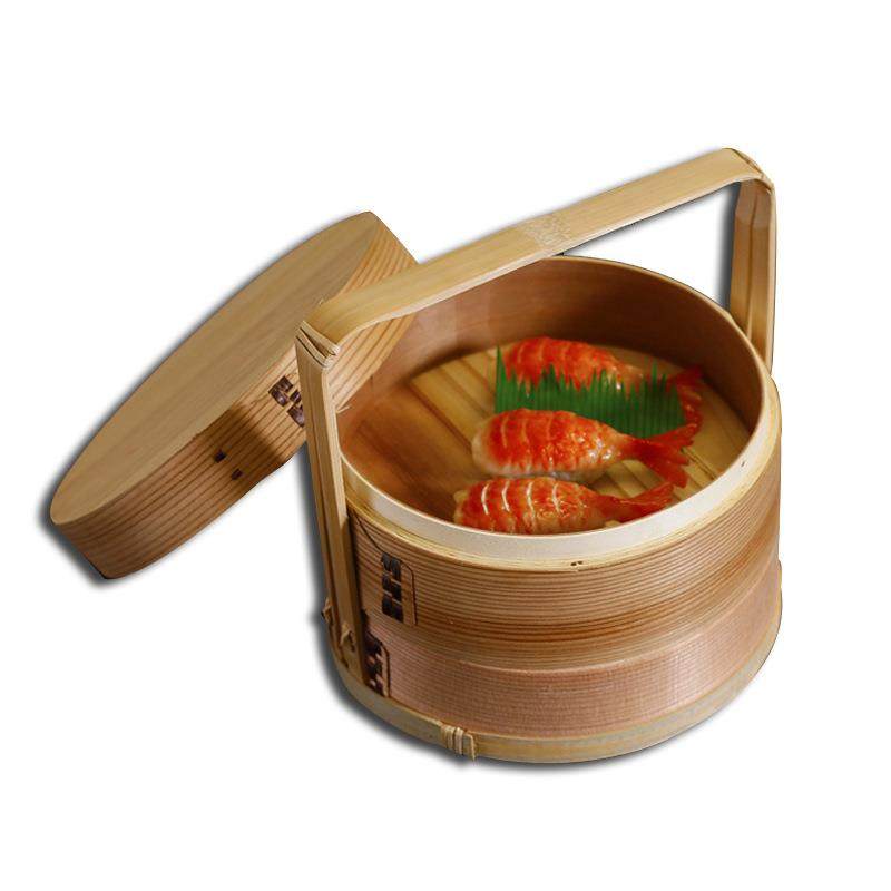 圆形手提木盒木蒸笼手工木制蒸笼蒸笼木笼屉包子蒸笼小笼包木蒸笼