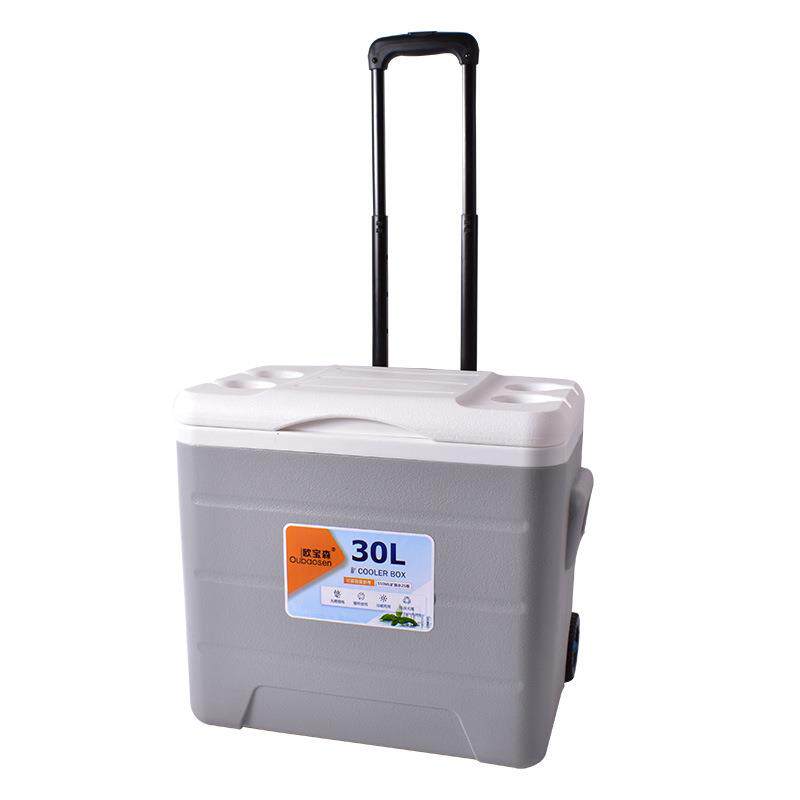 拉杆户外露营拉杆保温箱30升冷藏箱户外便携保鲜箱野餐钓鱼箱带轮