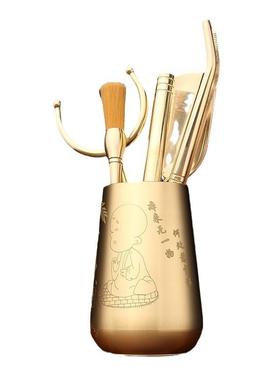 黄铜茶道六君子铜茶夹功夫茶具套装高档茶刀茶勺养壶笔茶道6君子