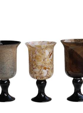 新品高脚法式风灯烛台两用玻璃花瓶复古风软装家居花器摆件