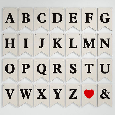 跨境木质新款英文拉花JUSTMARRIED26字母拉旗 生日派对装饰木片