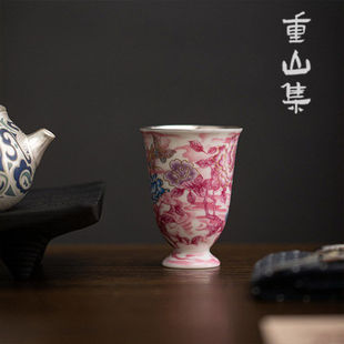 中国风珐琅彩鎏银主人杯功夫茶具档陶瓷个茶杯女士个人专用