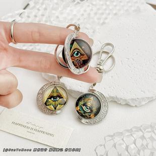 古埃及荷鲁斯之眼双面旋转钥匙扣小众复古礼物情侣学生背包挂件