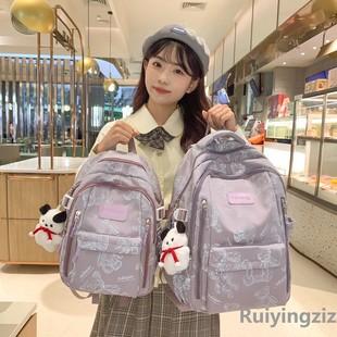 日本书包女生大学生高颜值初中生高中学生小熊印花小学生女孩双肩
