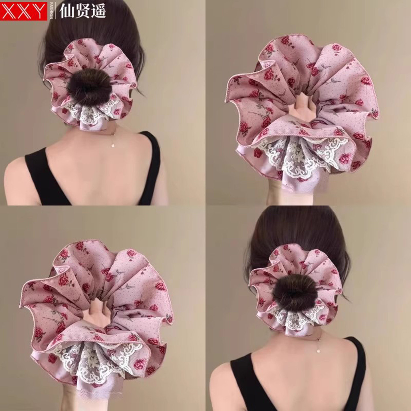 仙贤遥温柔甜美玫瑰花发圈女发绳