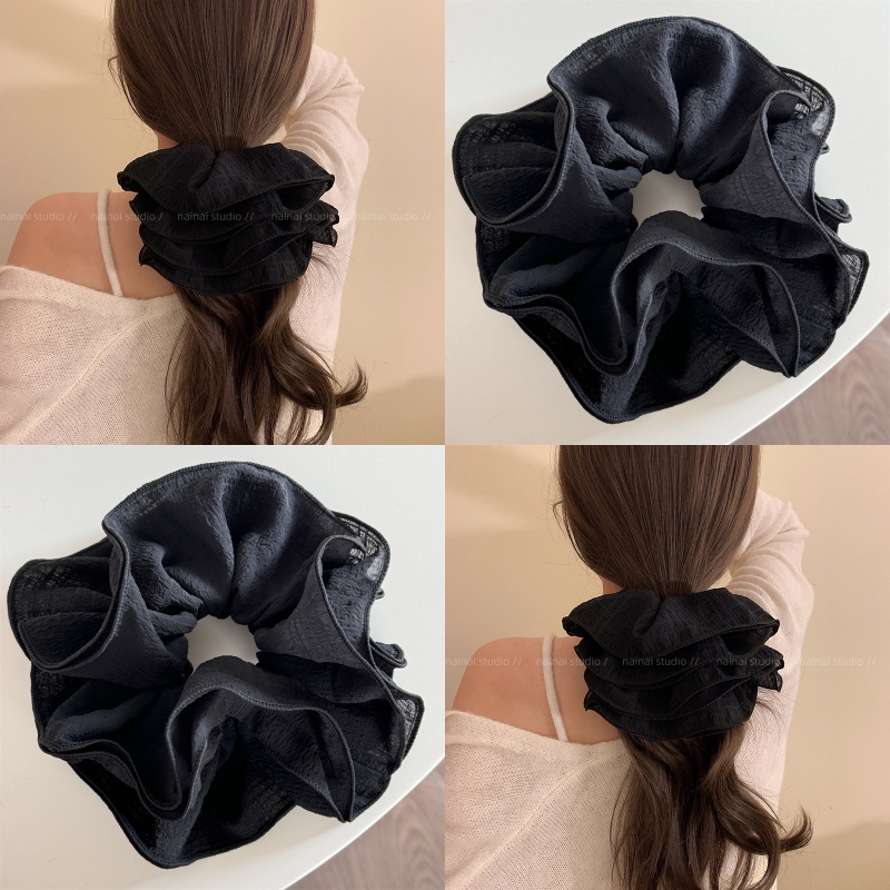 仙賢遙奶白色褶皺大腸發圈女發飾