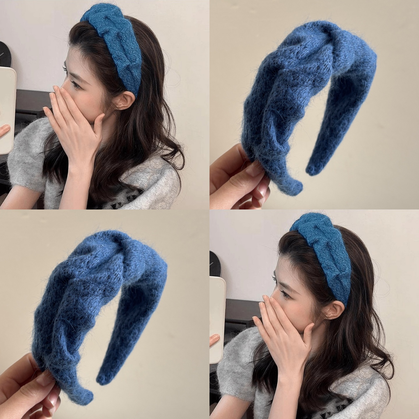 高颅顶毛线宽边发箍女款气质百搭