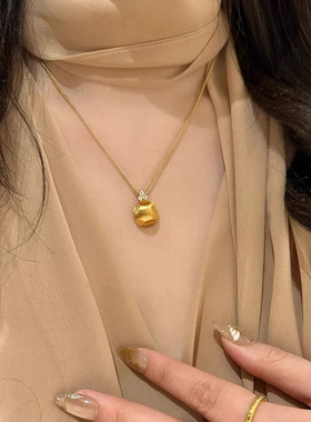 拉丝小金豆项链女新款轻奢小众设