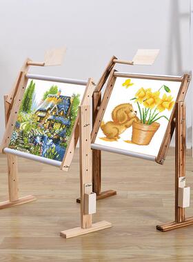 松木可调刺绣花架 床上绣十字绣架 台式绣架子大号创意苏绣框支架