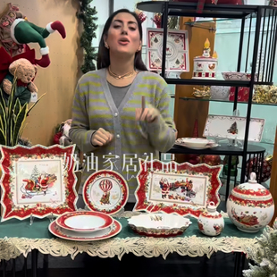 Easylife意大利圣诞回忆系列装饰盘碗收藏摆件釉下彩瓷器盘