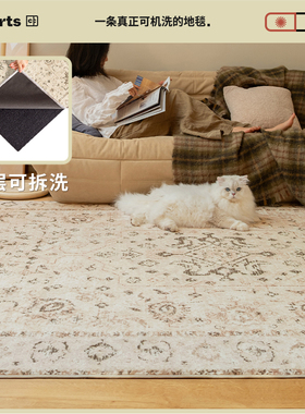 【国补立减15%】CCF 月下花园 现代奶油风客厅可拆卸机洗地毯无胶
