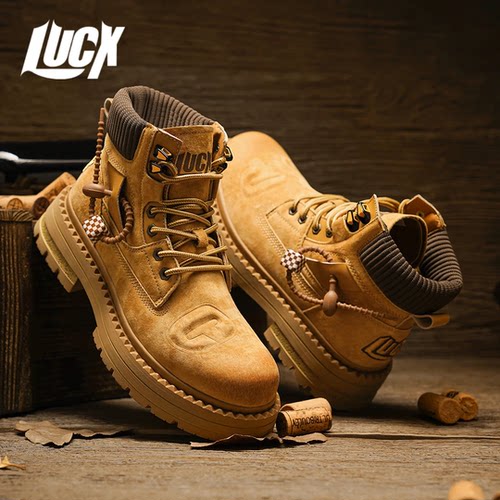 Lucx大黄靴冬季2025爆款靴子情侣男女款马丁靴时尚厚底增高沙地靴