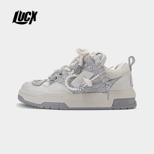 lucx男鞋2025新款冬透气小白鞋情侣款面包鞋双色双带复古低帮板鞋